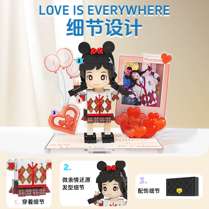 方仔照相馆照片定制人像积木拼装创意生日礼物摆件纪念玩具手办女