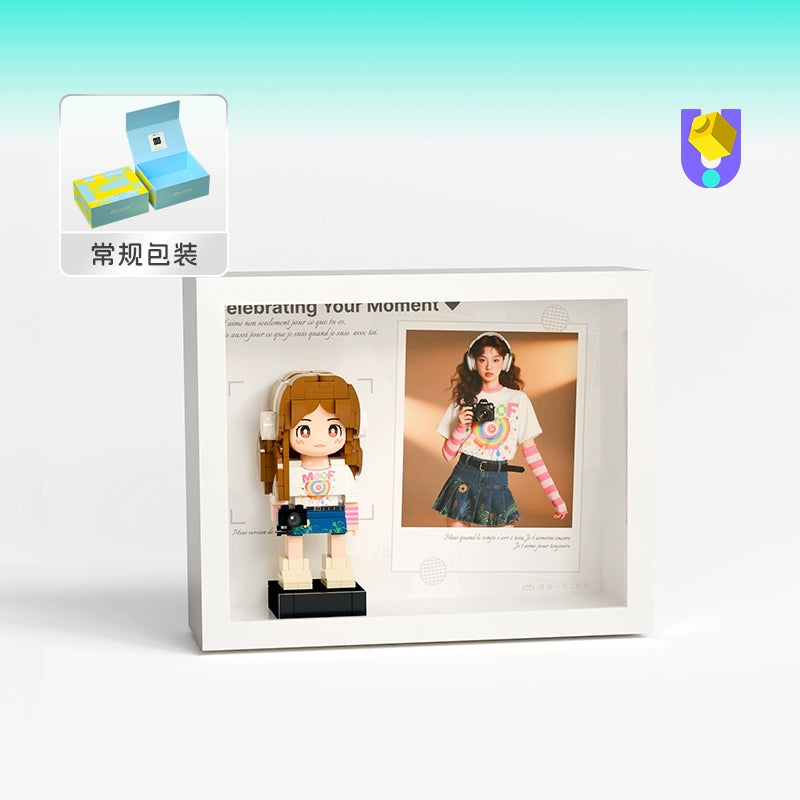 方仔照相馆相框Q萌人仔照片定制人像积木情侣生日diy手办礼物男女