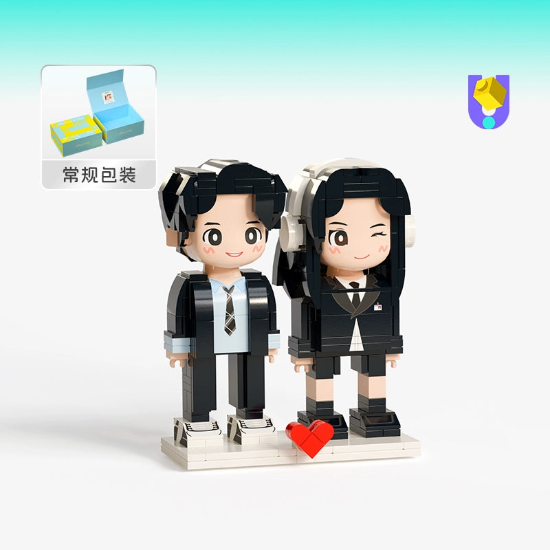 方仔照相馆情侣合照定制积木人像新婚摆件生日纪念手办玩偶送男女