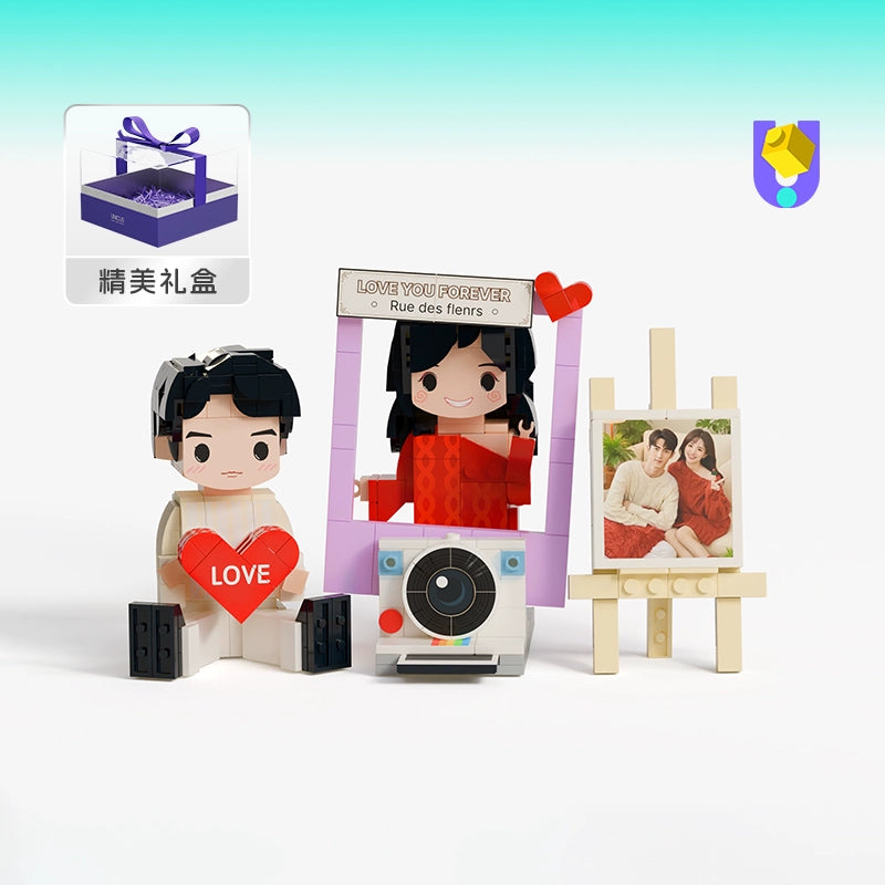 方仔照相馆情侣互动照片定制积木人像热恋新婚通用纪念日生日礼物