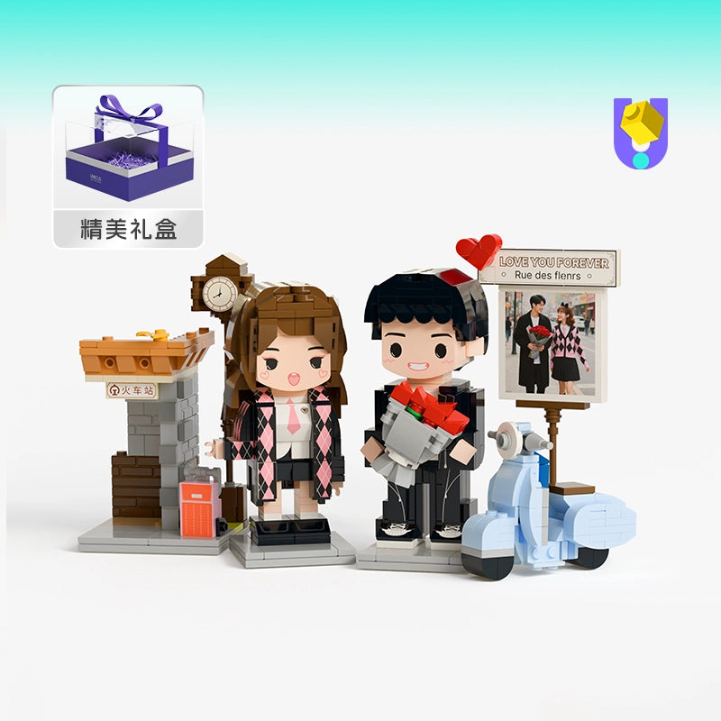 方仔照相馆情侣互动照片定制积木人像热恋新婚通用纪念日生日礼物