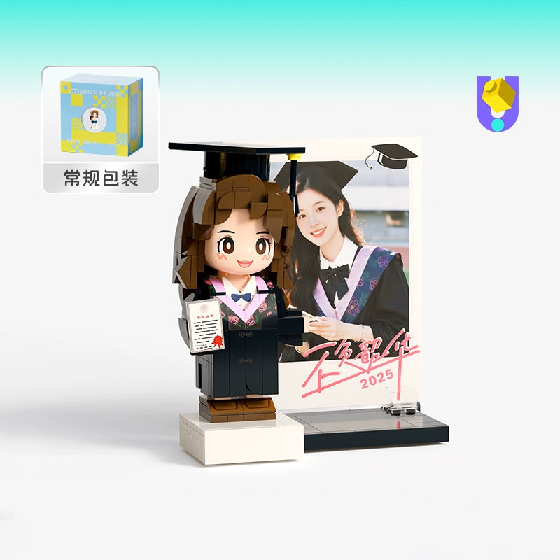 方仔照相馆学士服照片定制毕业礼物diy积木人像创意礼送男女同学
