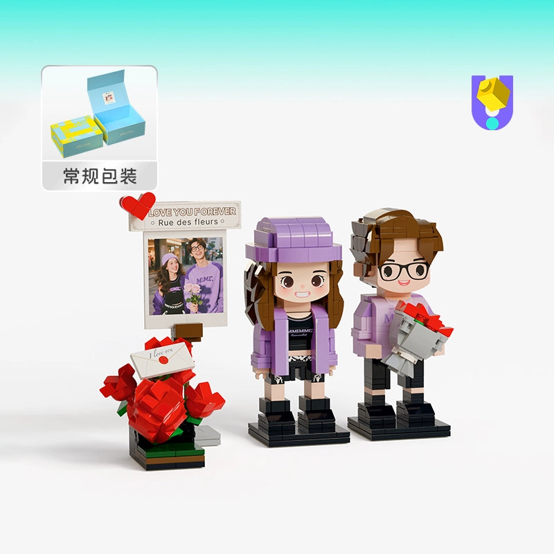 方仔照相馆情侣互动照片定制积木人像热恋新婚通用纪念日生日礼物