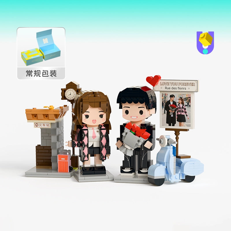 方仔照相馆情侣互动照片定制积木人像热恋新婚通用纪念日生日礼物