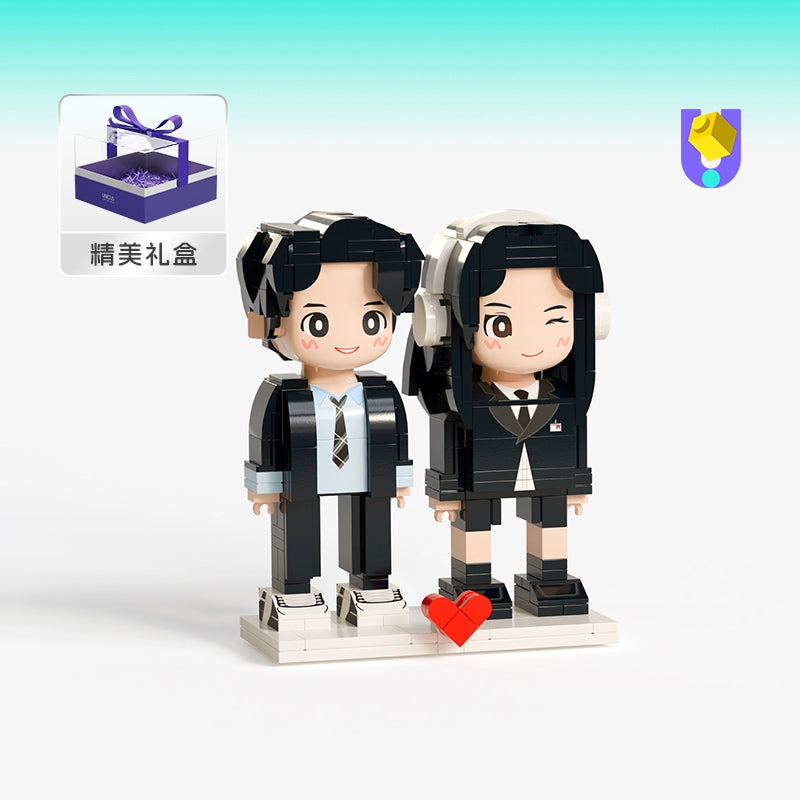 方仔照相馆情侣合照定制积木人像新婚摆件生日纪念手办玩偶送男女