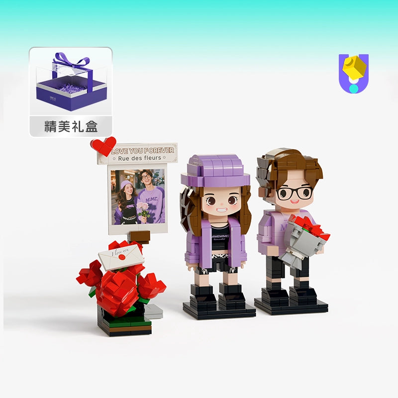 方仔照相馆情侣互动照片定制积木人像热恋新婚通用纪念日生日礼物