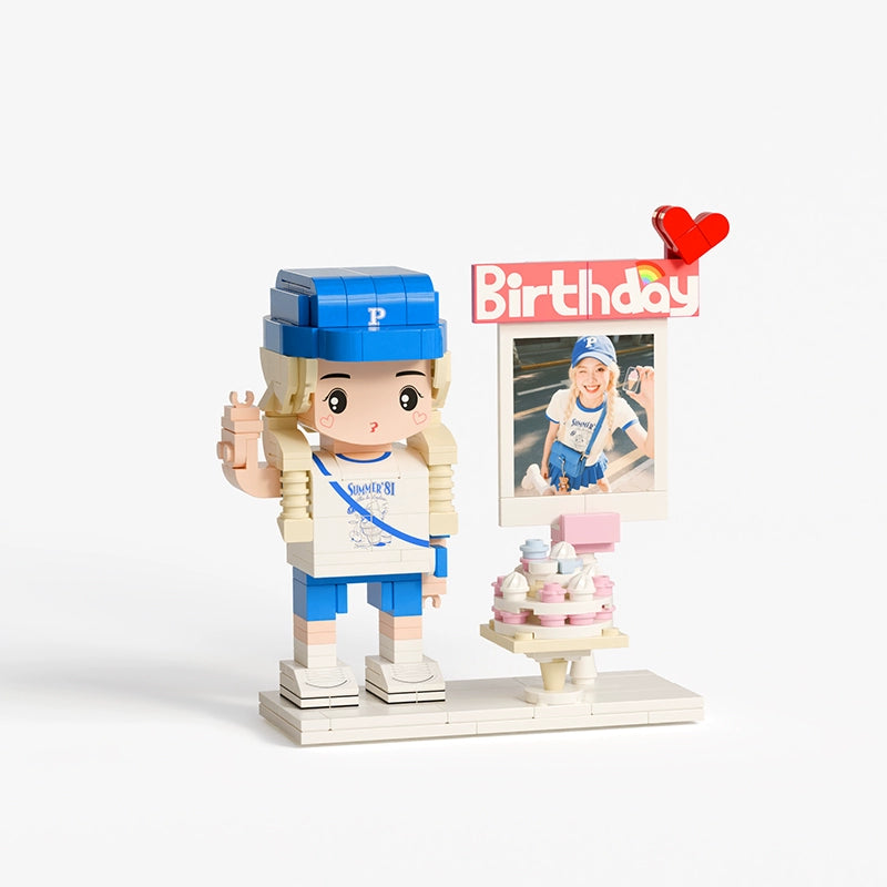 方仔照相馆送女友生日礼物照片定制人像蛋糕积木摆件创意人偶手办