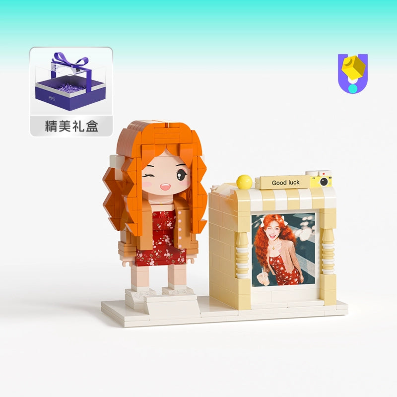 方仔照相馆创意笔筒照片积木定制人像实用摆件送朋友同事生日礼物