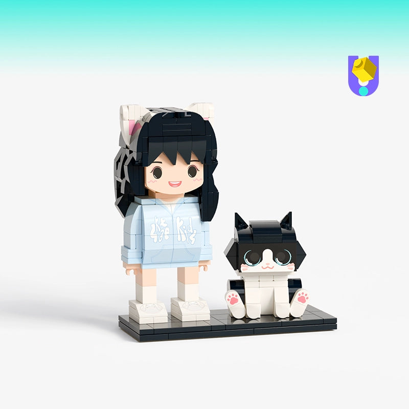 方仔照相馆宠物猫手办diy创意人仔萌宠礼物照片定制积木纪念摆件