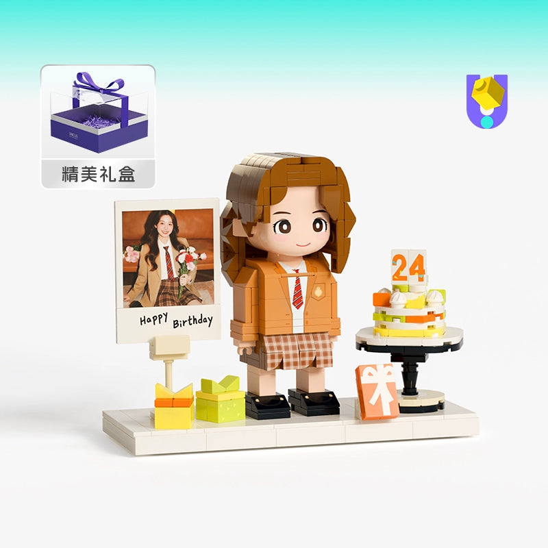 方仔照相馆照片定制人像积木拼装创意生日礼物摆件纪念玩具手办女