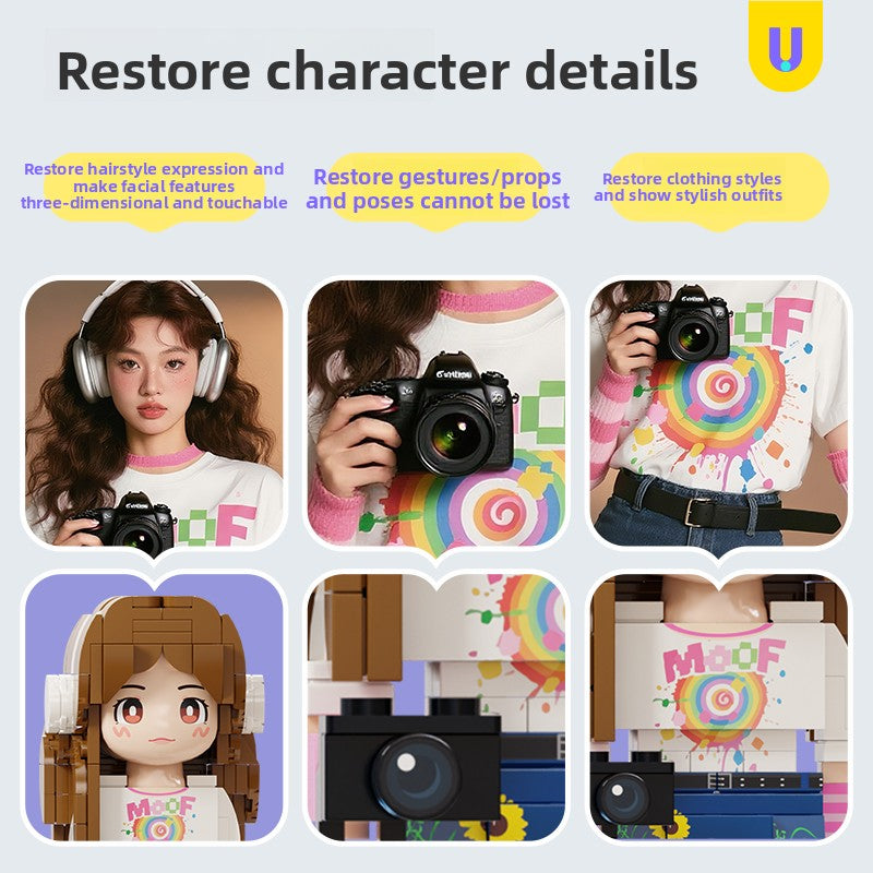 方仔照相馆Q萌真人手办照片定制人像积木生日礼物小人偶送女朋友